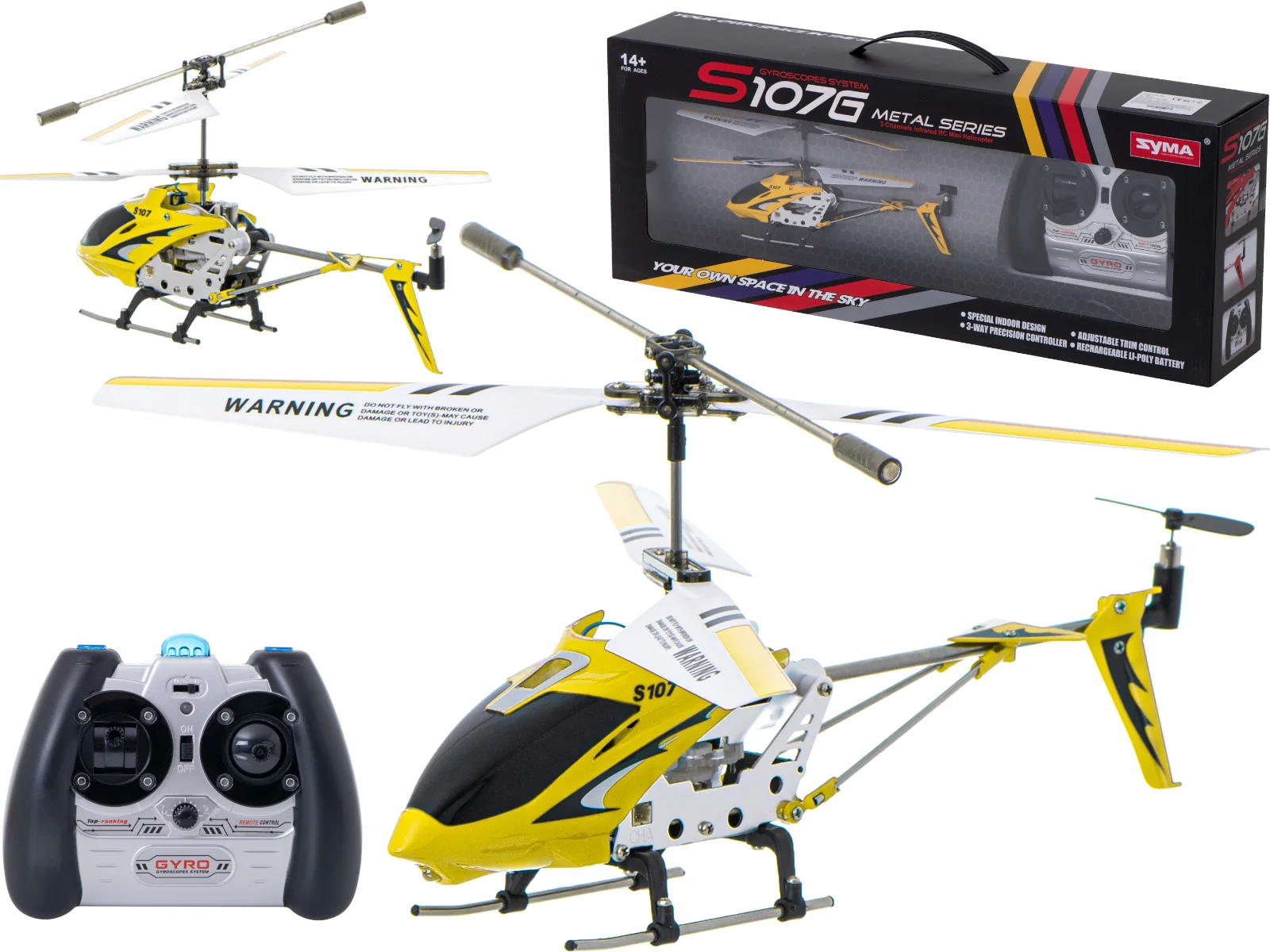 RC helikoptéra Syma – žltá, GYRO, kovová konštrukcia