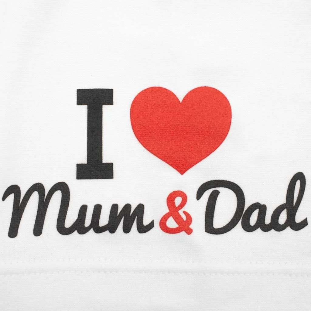 Detská čiapočka I Love Mum and Dad biela, vel. 9-18 m