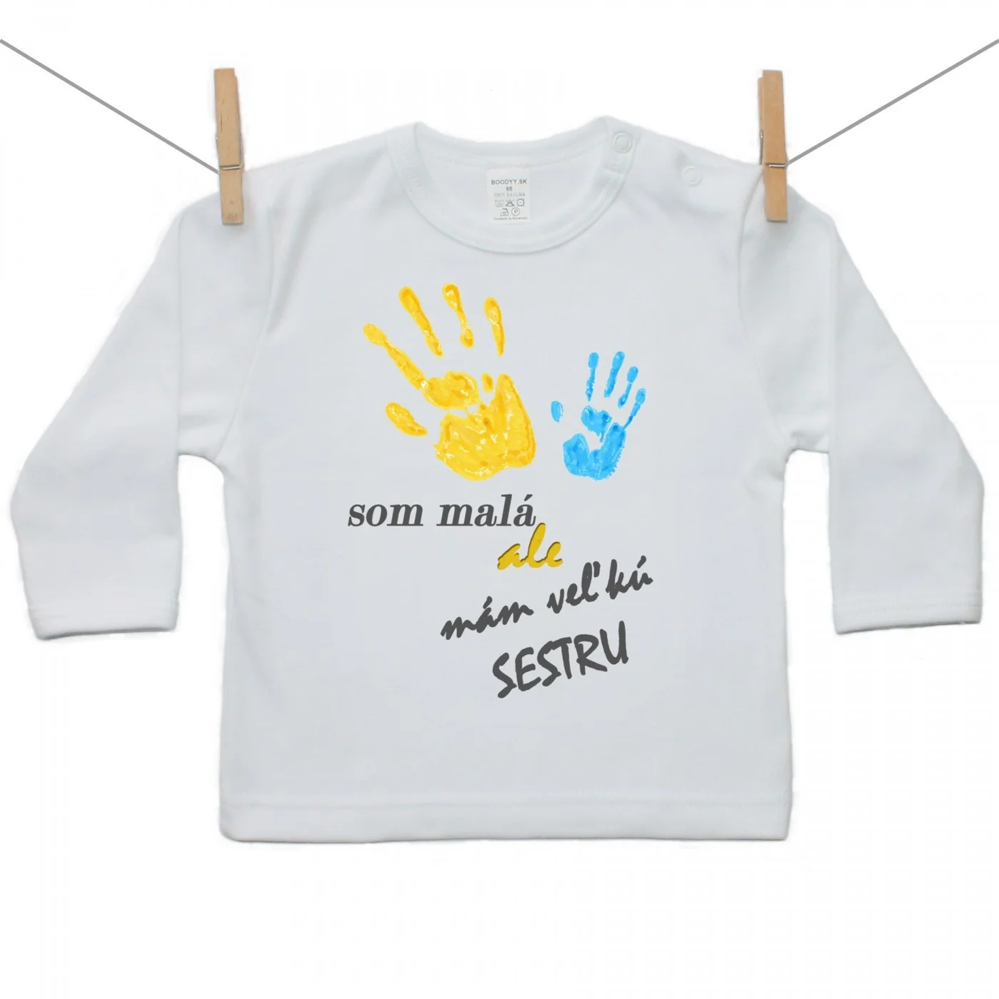 Boodyy Tričko s dlhým rukávom Som malá ale mám veľkú sestru Veľkosť: 68