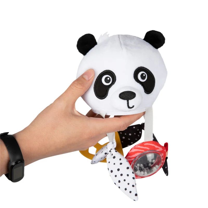 Canpol babies Senzorická závesná cestovná hračka PANDA s klipom BabiesBoo 1 ks