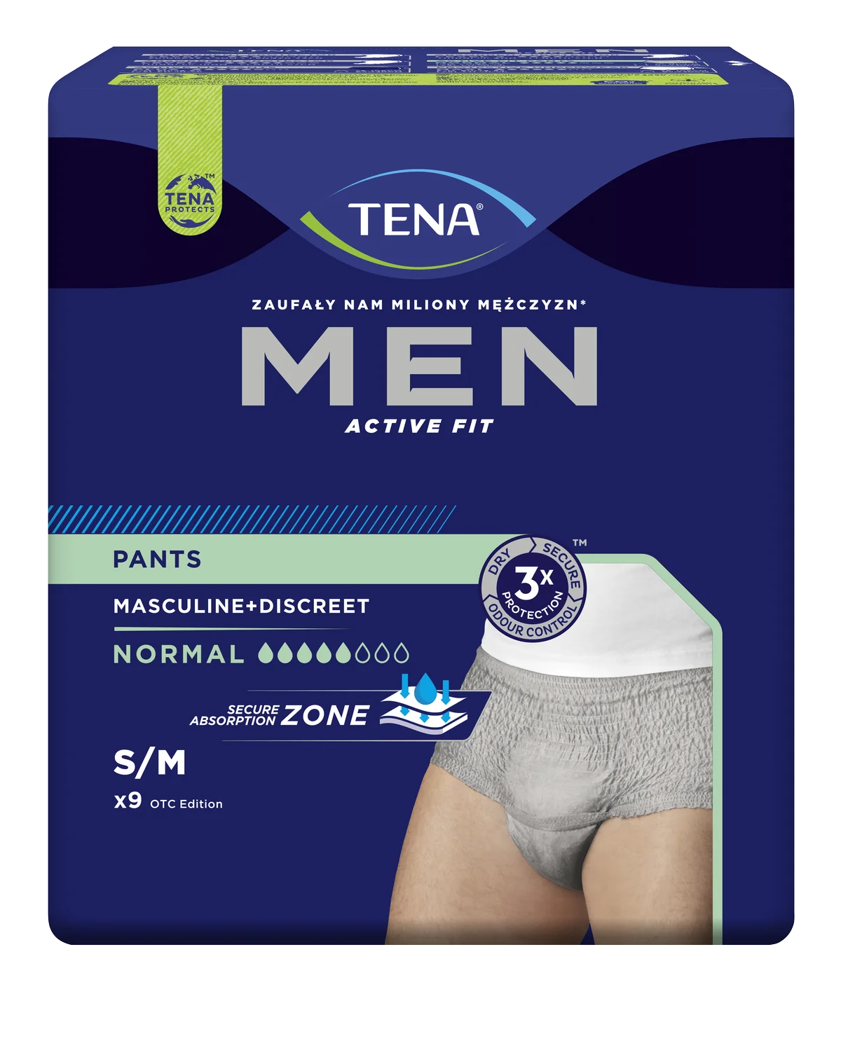 TENA Men Pants Normal Grey S/M 1×9 ks, inkontinenčná spodná bielizeň
