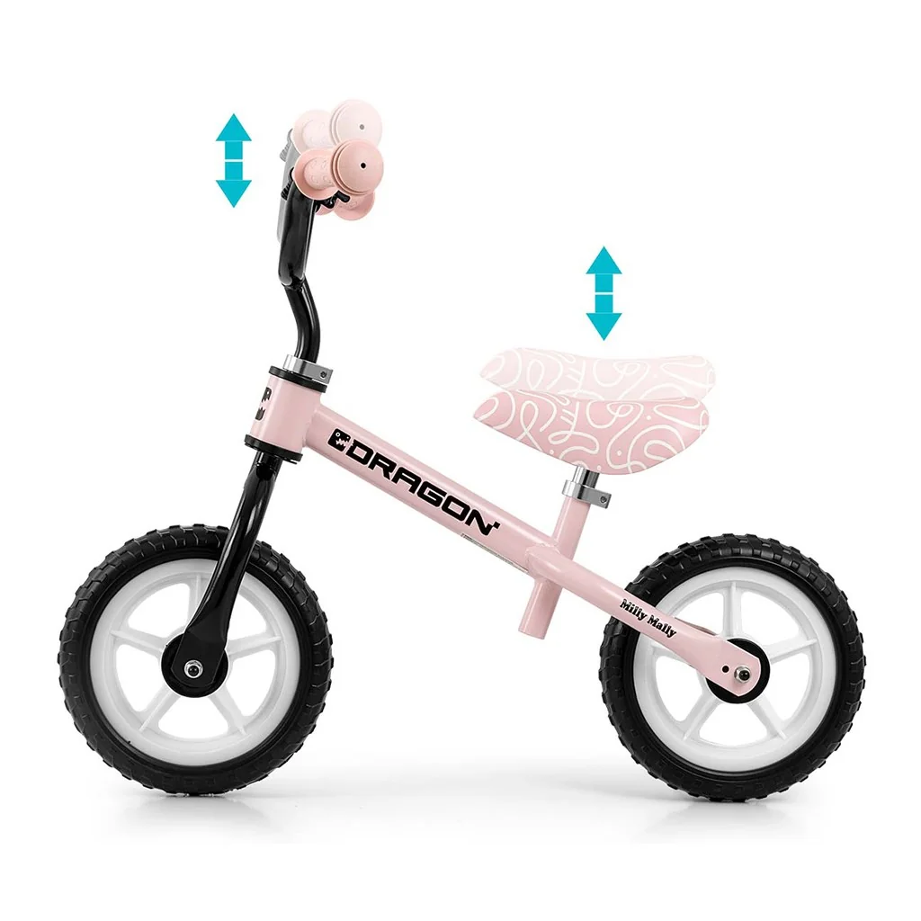 Detský balančný bicykel Milly Mally Dragon pink , 20C58418