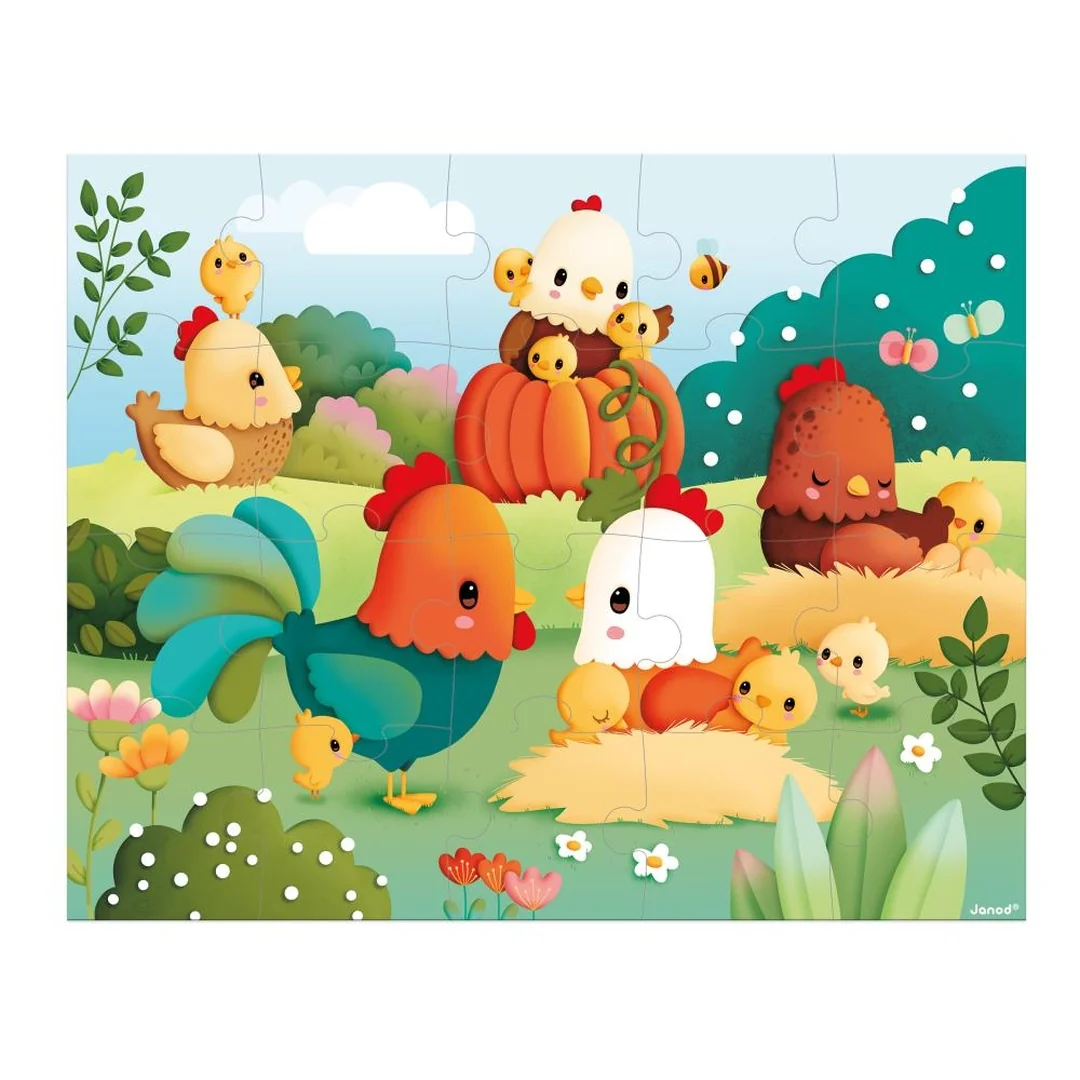 Janod Farm Puzzle v kufríku Farma 20 ks