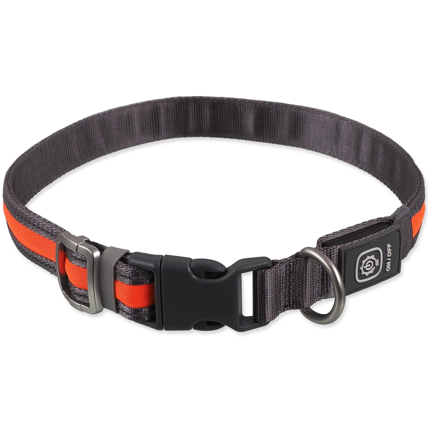 Obojok Dog Fantasy USB LED nylonový svietiaci S-M oranžový 1,9x35-50cm
