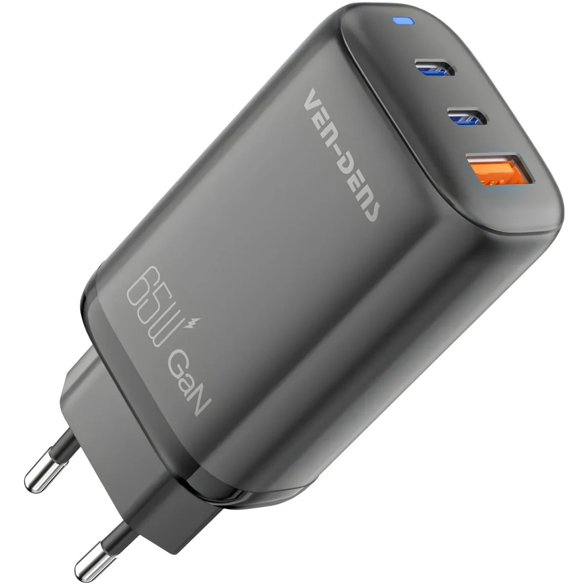 Rýchlonabíjačka GaN Pro 65W 2x USB-C, USB - Čierna
