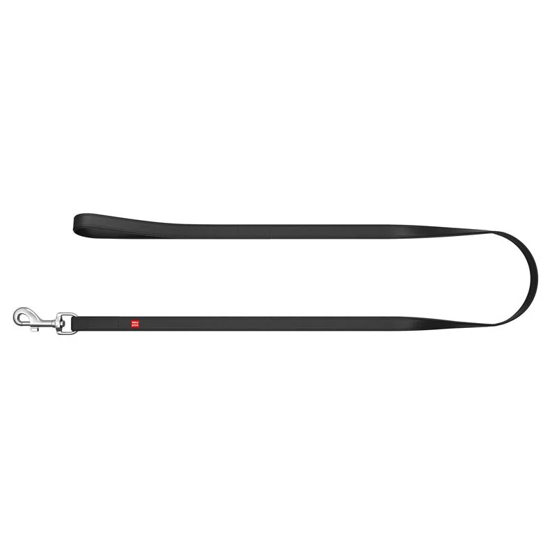 Ploché kožené vodítko s nápisom WAU dog čierne 122cm, šírka: 18 mm