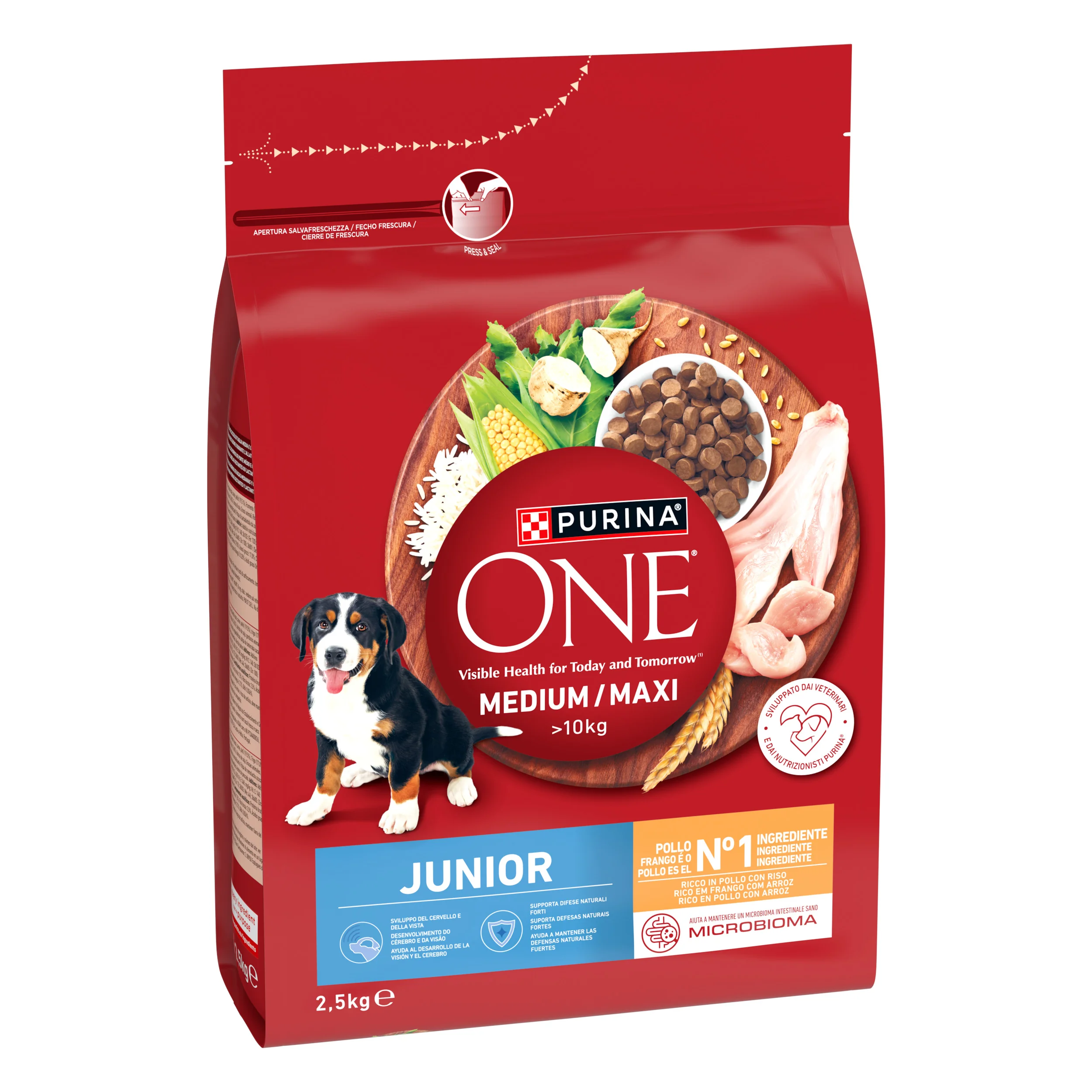 Purina ONE Medium/Maxi Junior granule pre šteňatá kura 2500 g