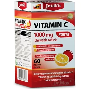JutaVit Vitamín C 1000 mg FORTE 1×60 ks, žuvacie tablety s vitamínom D3
