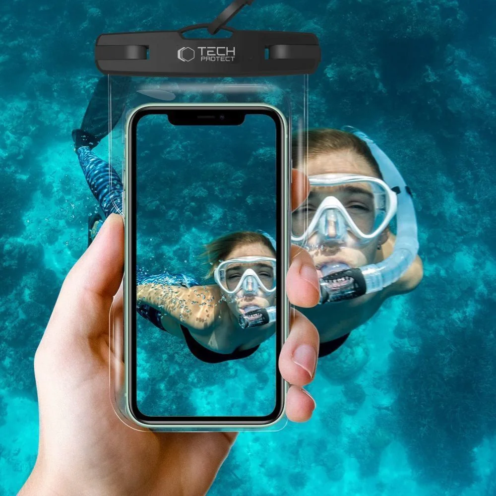Tech-Protect UWC7 vodotesné puzdro na mobil 6.9'' čierne/oranžové