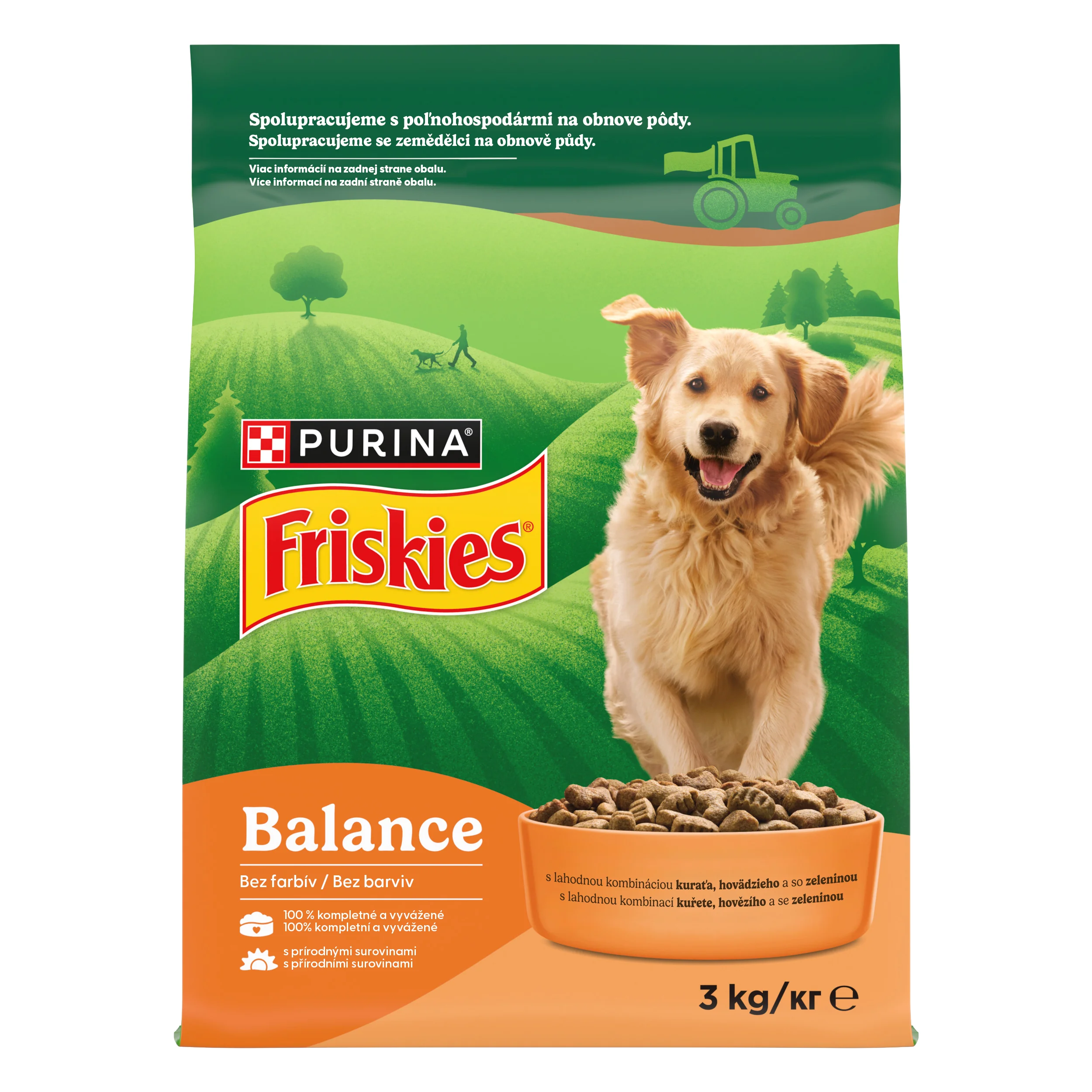 Friskies Balance granule pre psov kura, hovädzie, zelenina 3 kg 1×3 kg, kompletné krmivo pre dospelých psov