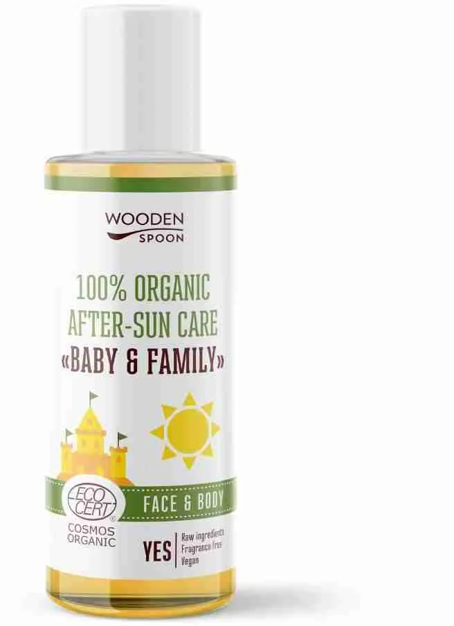 Wooden Spoon Detský organický olej po opaľovaní Baby & Family 100 ml 1×100ml, detský olej po opaľovaní