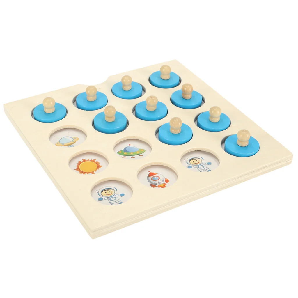 Logická hra drevená, puzzle s hríbikmi a 4 kartami