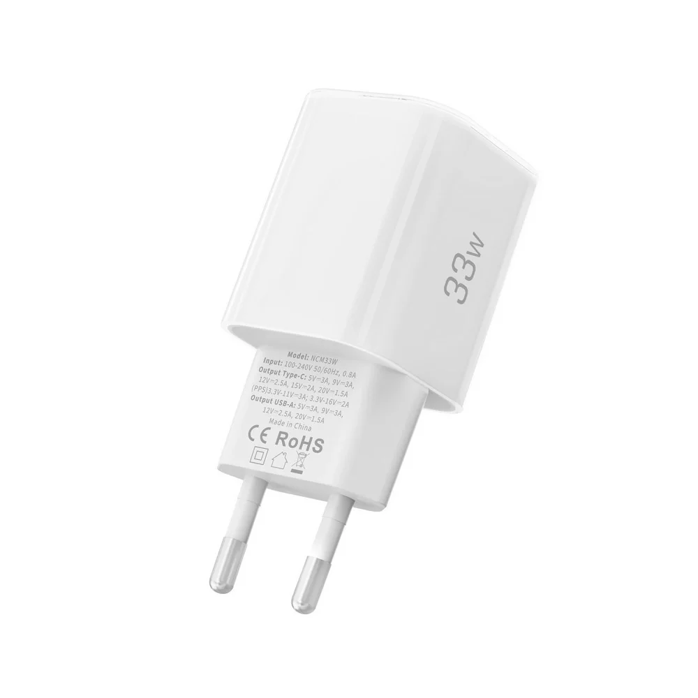 Tech-Protect NCM33W sieťová nabíjačka USB / USB-C 33W PD QC, biela
