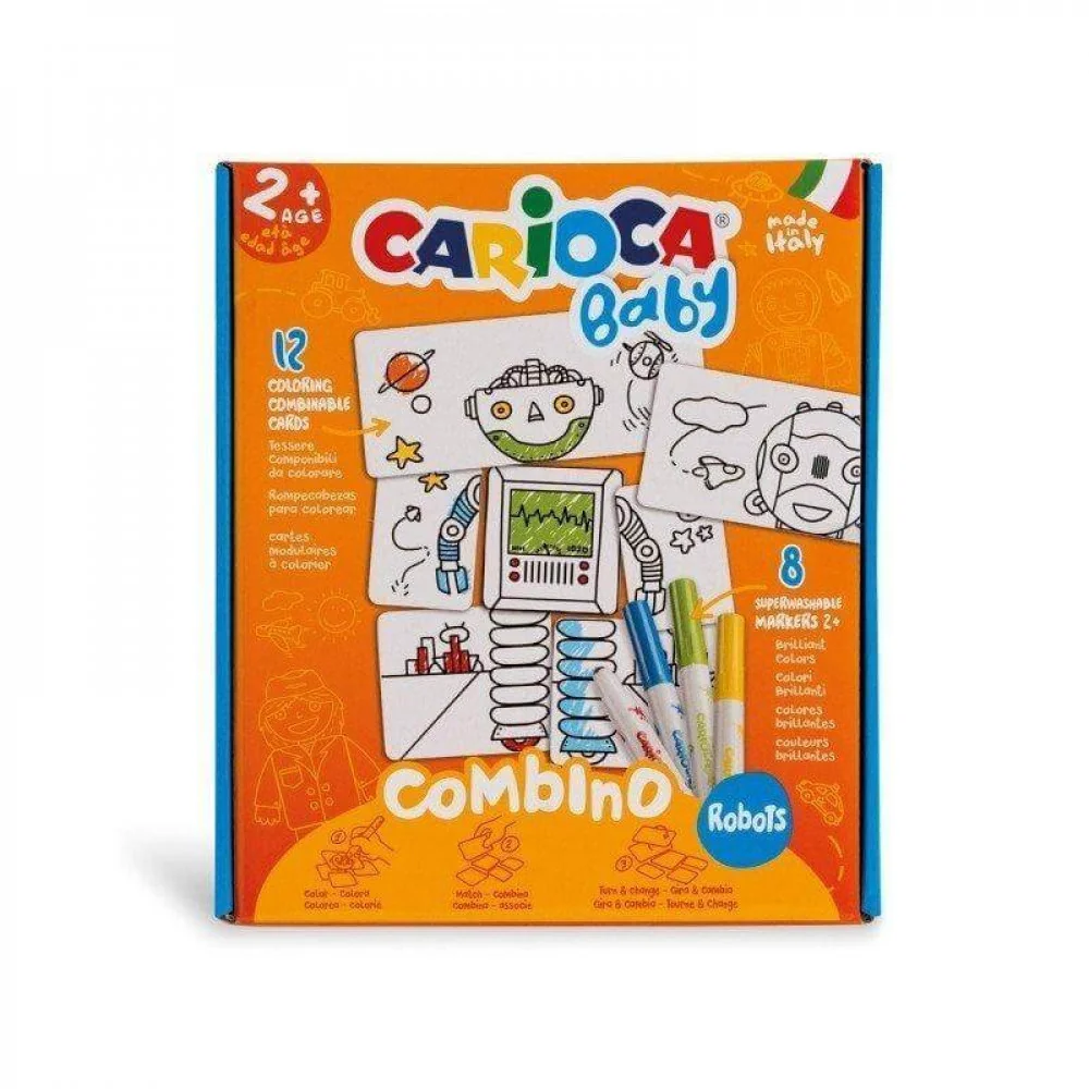 BABY CoMbino vyfarbovacie kombinovateľné kartičky - príbehy Robot-CARIOCA