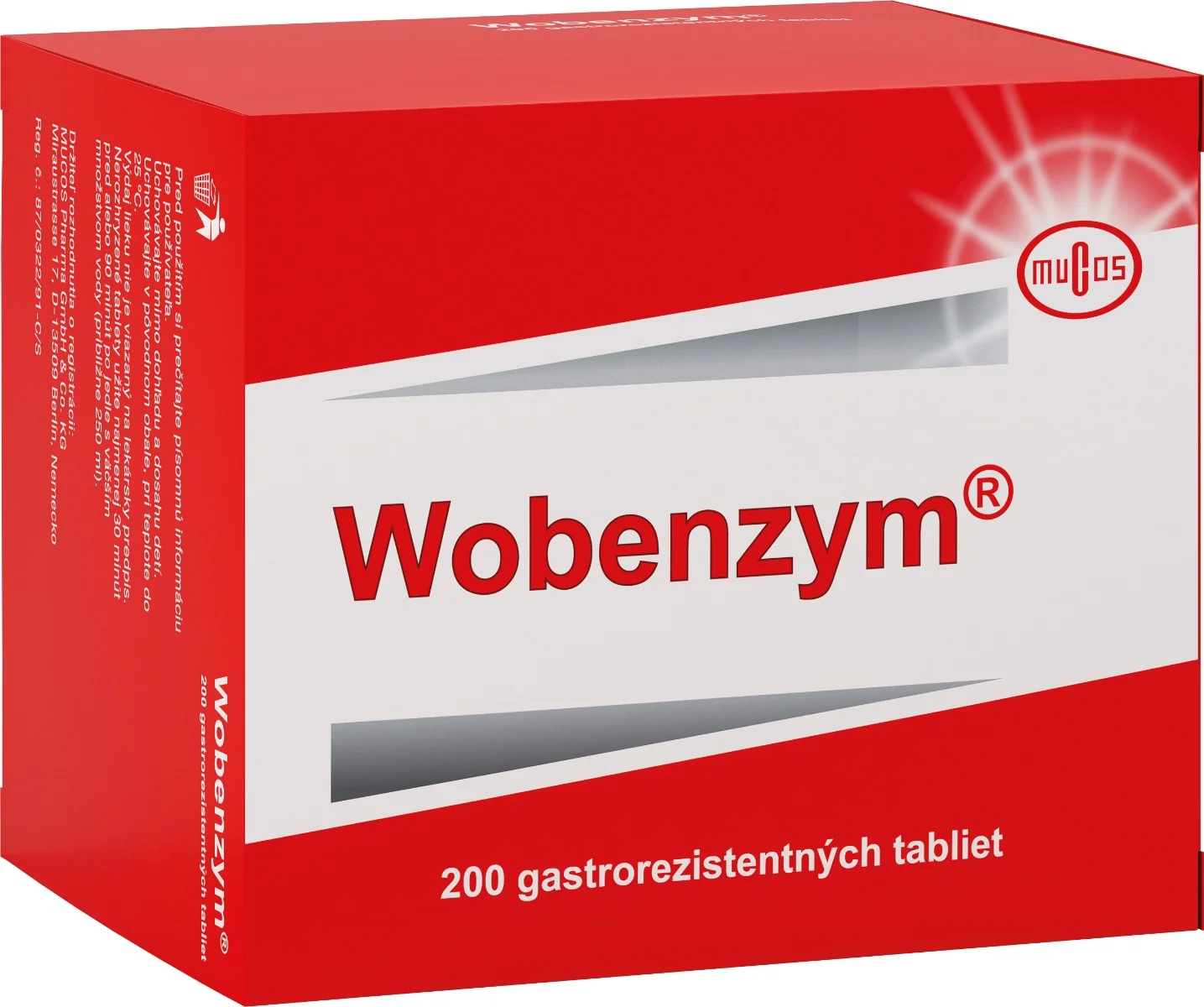 Wobenzym liek s enzýmami 200 enterosolventných tabliet 1×200 tbl, liek obsahujúci enzýmy