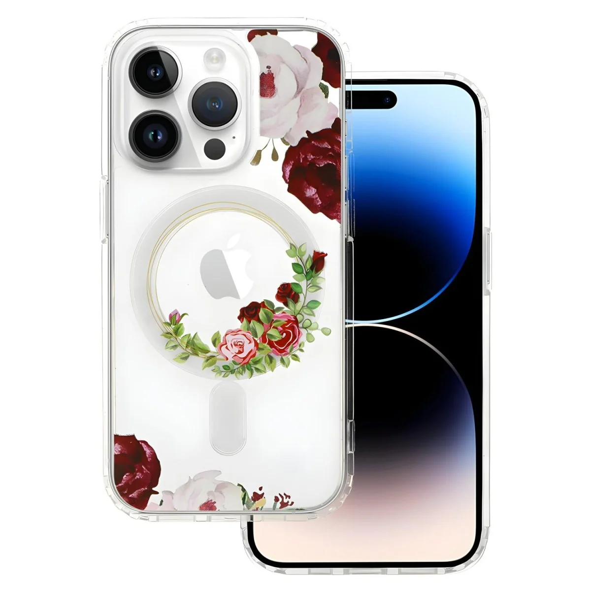 Priehľadné puzdro s kvetinovým vzorom pre iPhone 15 Plus Multifarebná 2, 1 x 1 ks