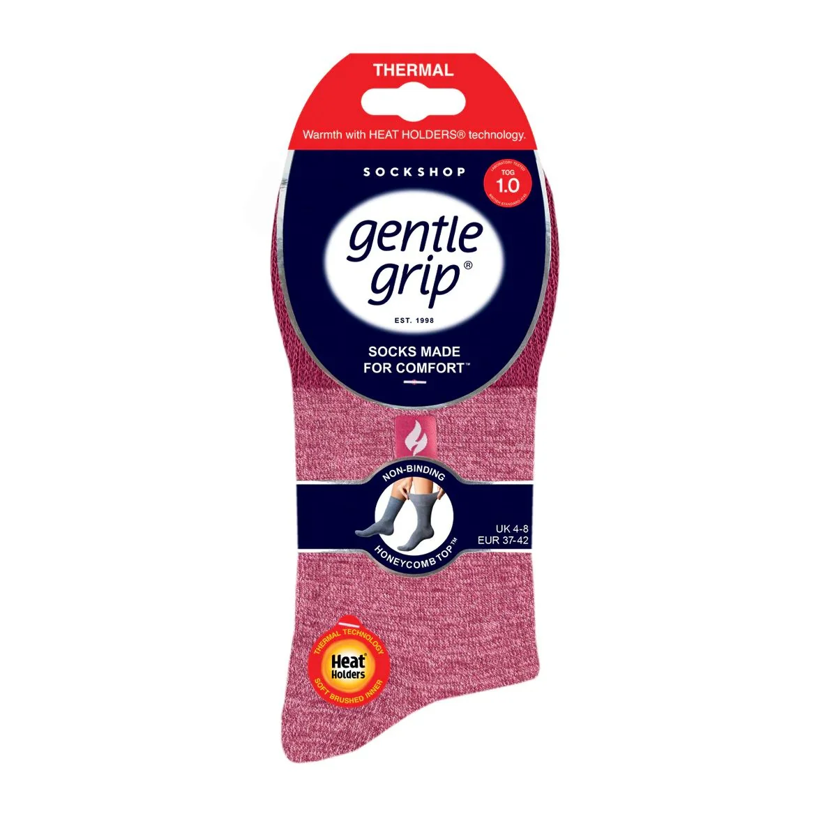 Gentle Grip & Heat Holders teplé ponožky 37-41 s voľným lemom Ružové