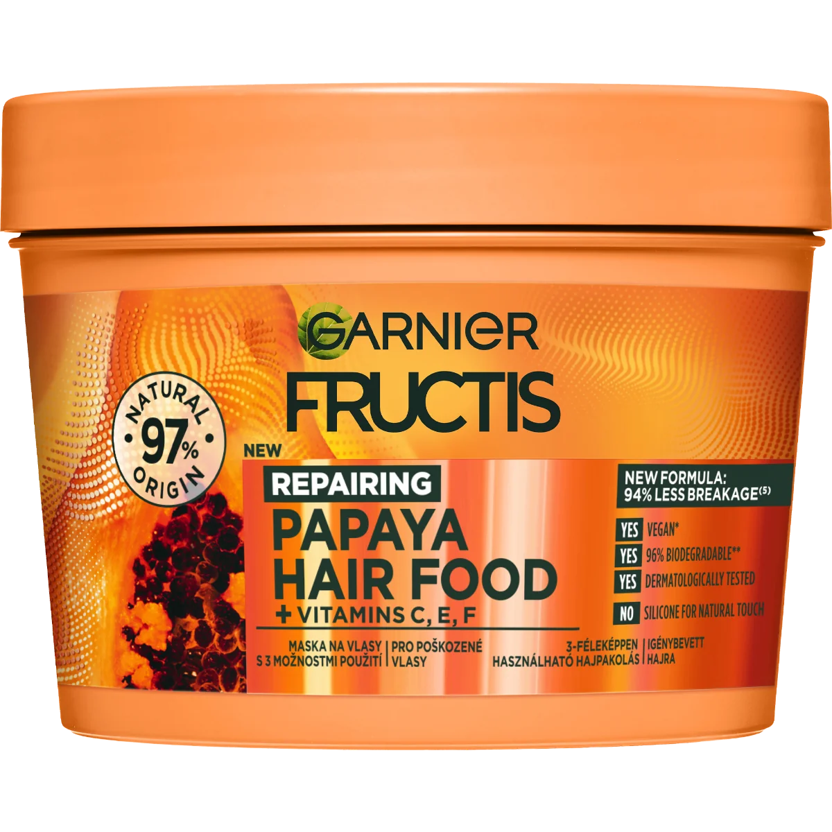 Garnier Fructis Hair Food Papaya regeneračná maska na poškodené vlasy, 400 ml 1×400 ml, maska na vlasy