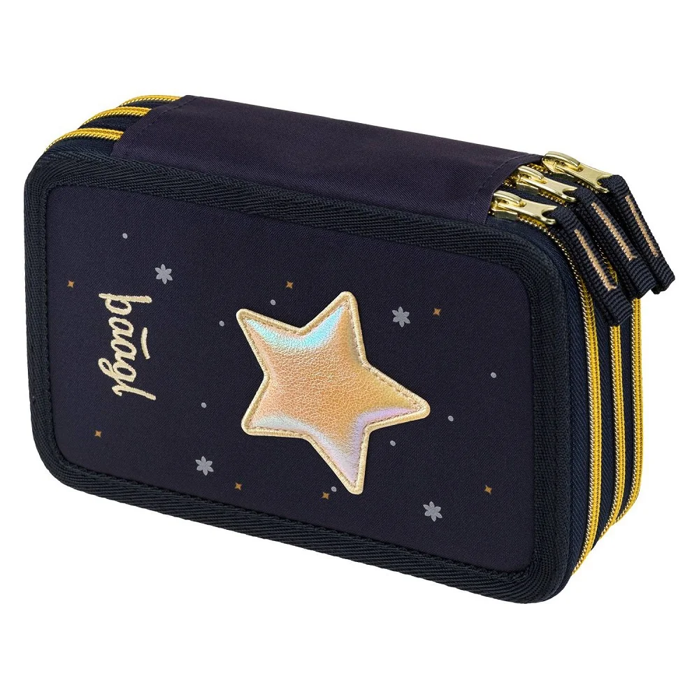Školský trojposchodový peračník Unicorn Gold zlatý motív uni
