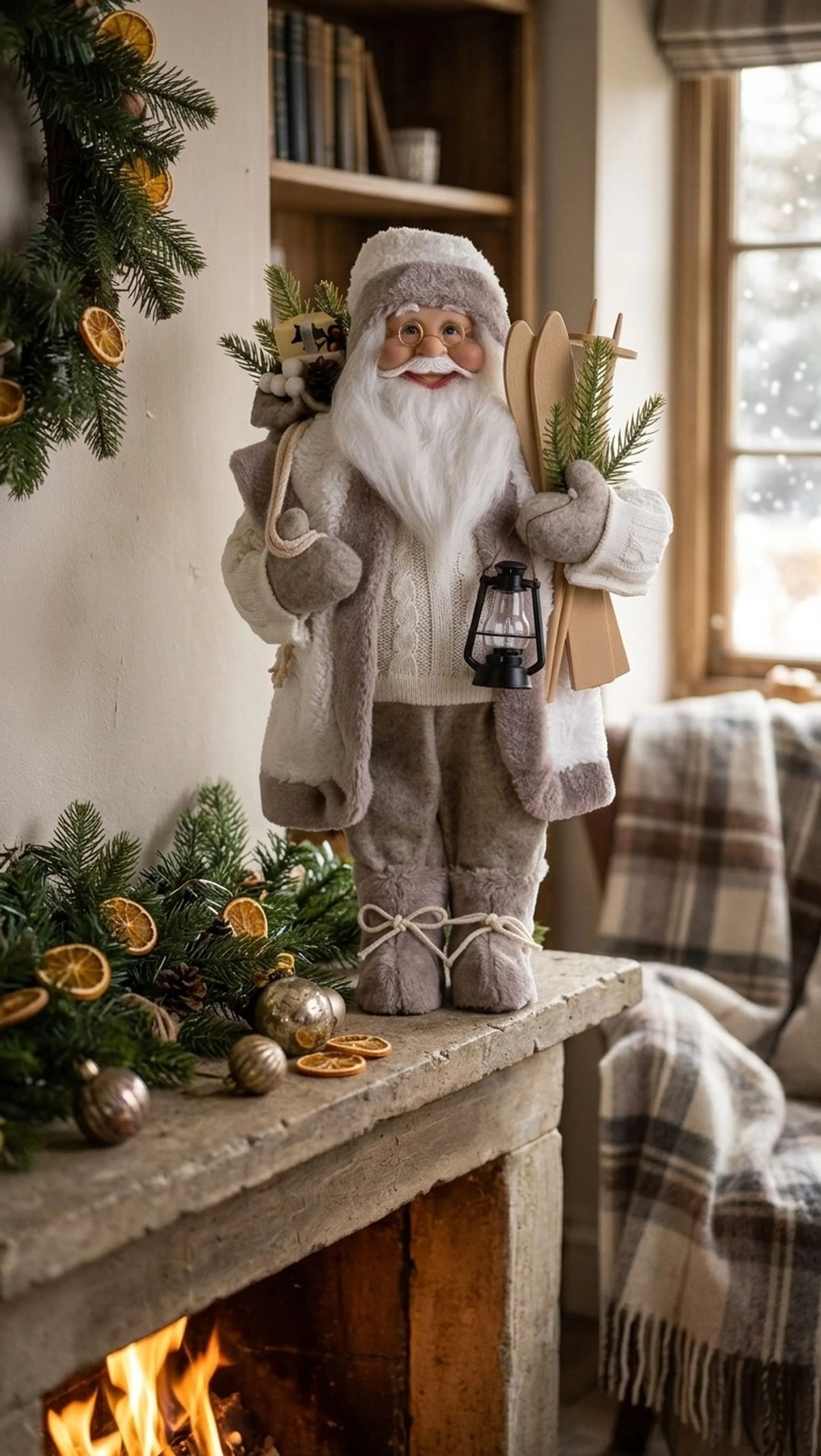 MagicHome vianočný Santa, 1 ks Textil, šedý, 16x26x45 cm