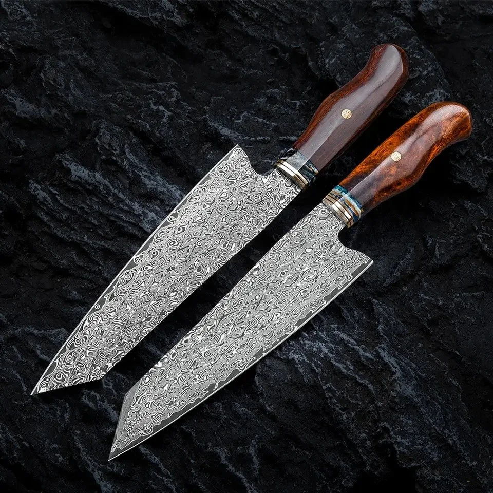 Damaškový kuchynský nôž Tenchi-Hnedá 1ks, 31,5cm, 196,3g