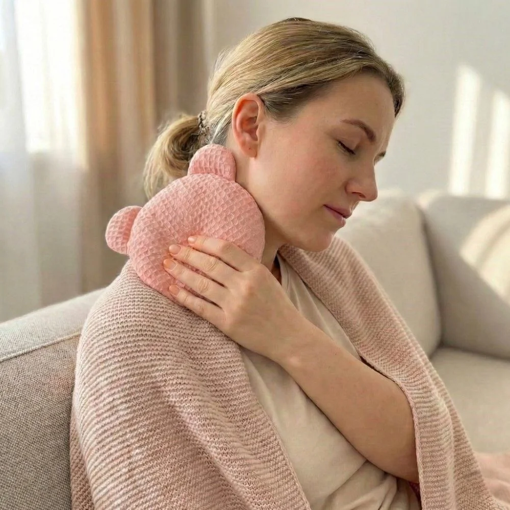 Termofor TEDDY ohrievací vankúšik s čerešňovými jadierkami a levanduľou - pudrovo ruzový