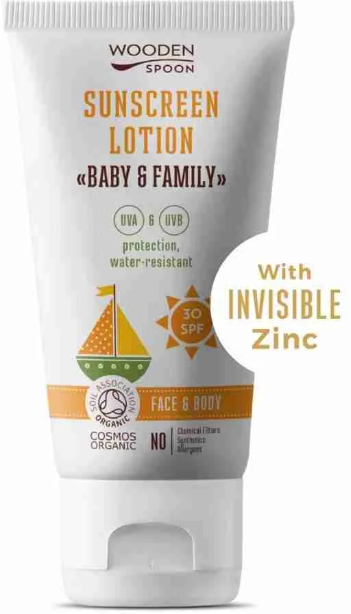 Wooden Spoon Opaľovacie telové mlieko v tube Baby & Family SPF30 150 ml 1×150ml, opaľovacie telové mlieko pre deti