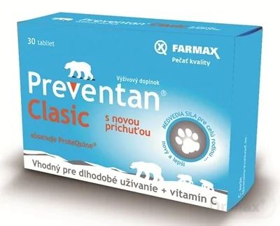 FARMAX Preventan Clasic s novou príchuťou + vit. C 1×30 tbl, výživový doplnok