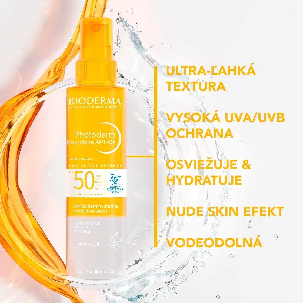 BIODERMA Photoderm Opaľovacia voda SPF 50 ultra-ľahká antioxidačná slnečná ochrana 1×200 ml, opaľovacia voda