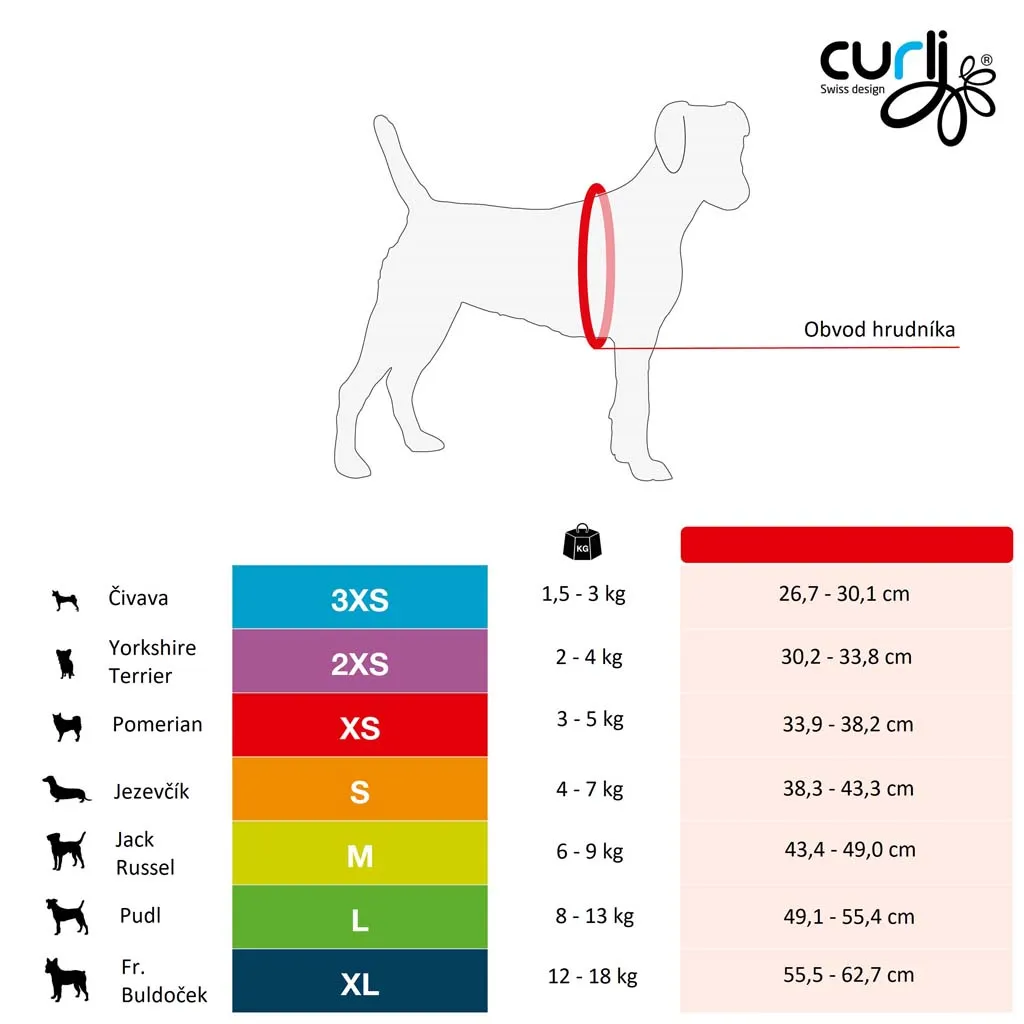 CURLI Postroj pre psov so sponou Air-Mesh Ruby 3XS, 1,5- 3 kg 1×1 ks