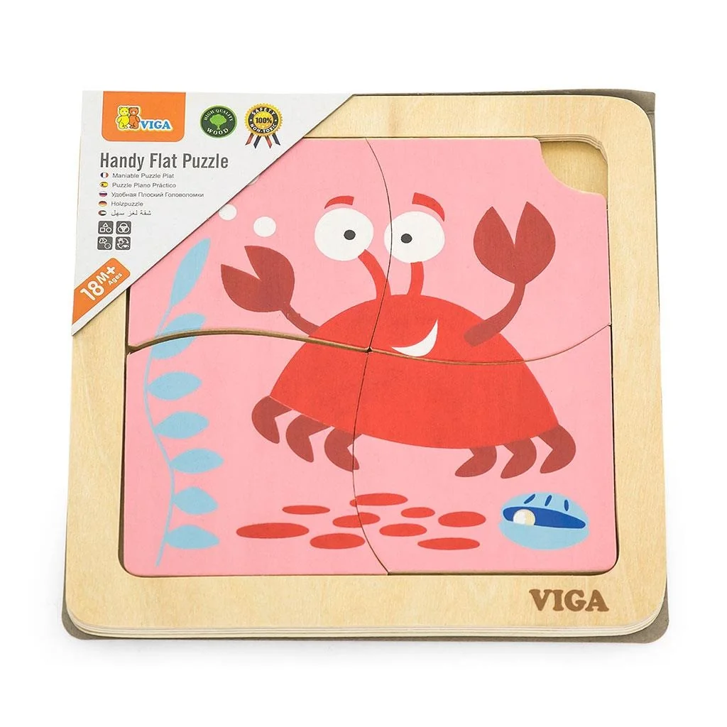 Drevené puzzle pre najmenších Viga 4 ks Krab , 20C48570
