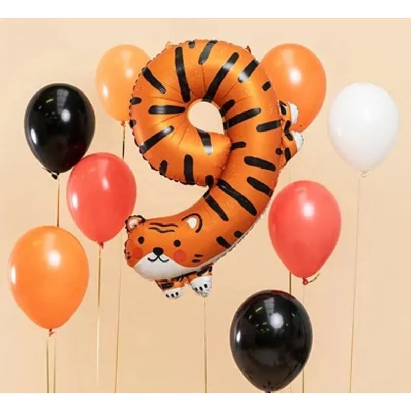 Fóliový balón číslo 9 Tiger – 49×76 cm, zvierací motív na oslavy