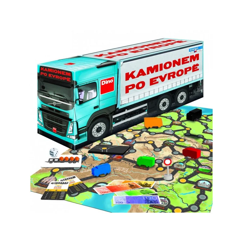 Spoločenská hra Kamiónom po Európe-DINOTOYS