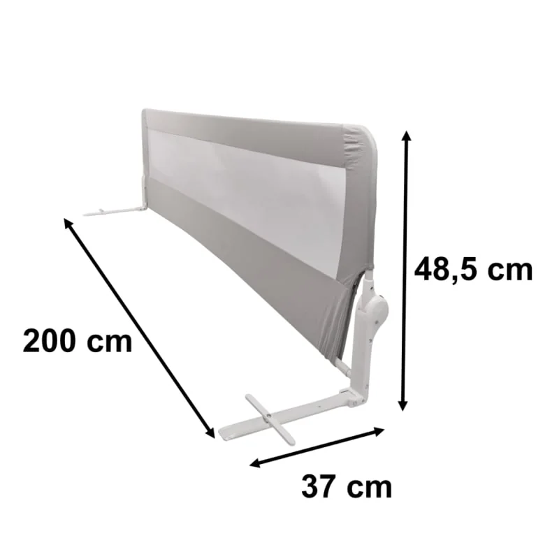 Ochranná bariérka na posteľ, sklopná 200 cm – sivá