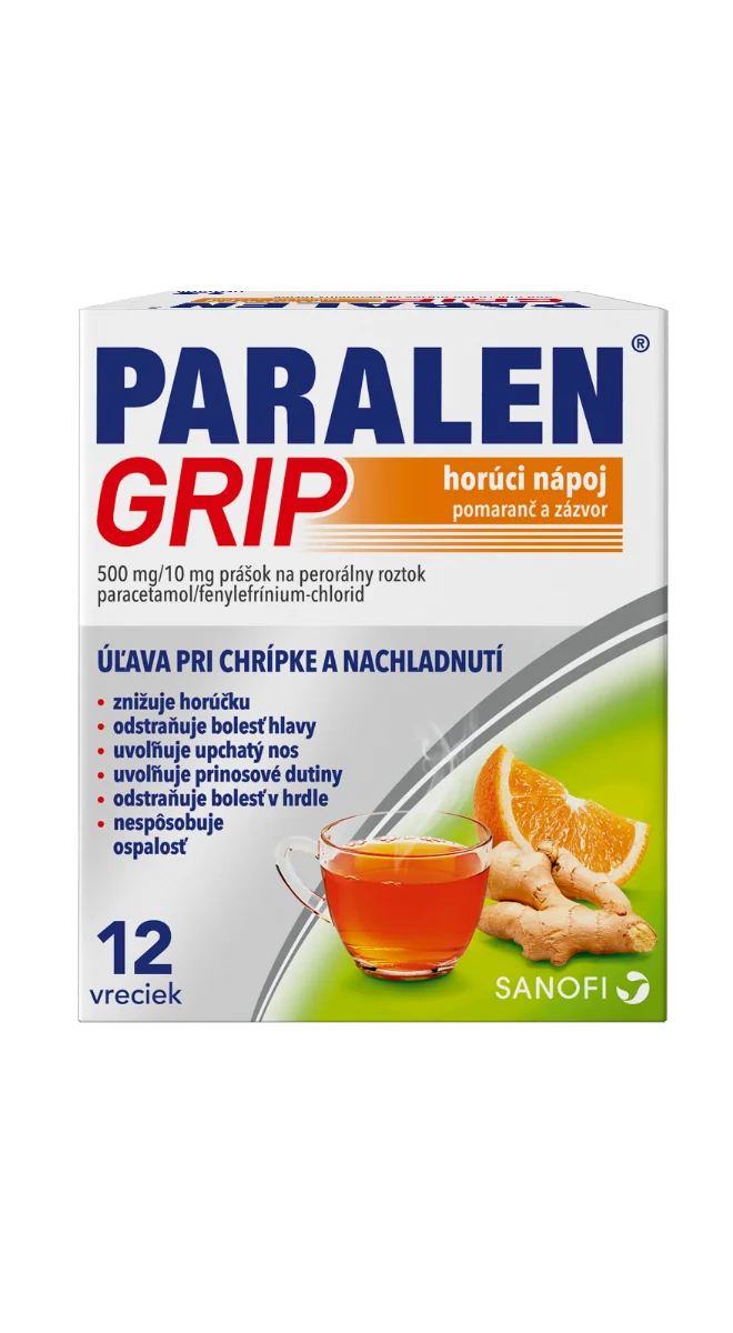 Paralen Grip Horúci nápoj Pomaranč a zázvor 12 ks