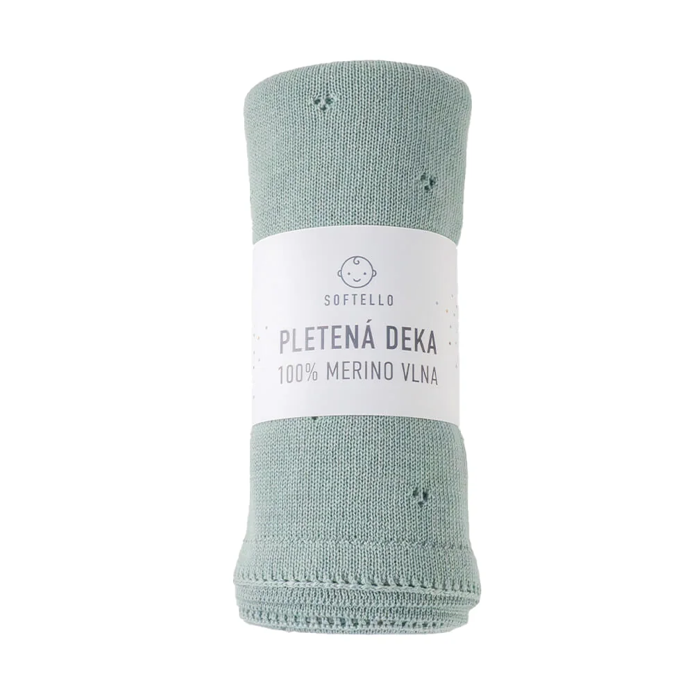 Pletená merino deka SOFTELLO - SAPO šalviová