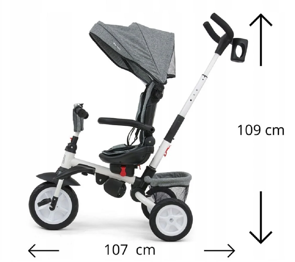Luxusná Trojkolka Milly Mally Stanley Rubber Grey, sivá