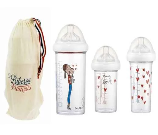 LE BIBERON FRANCAIS Set 3 ks dojčenských fliaš MY LOVE BY SOLEDAD 1×3 ks fliaš, 3 ks dojčenských fliaš