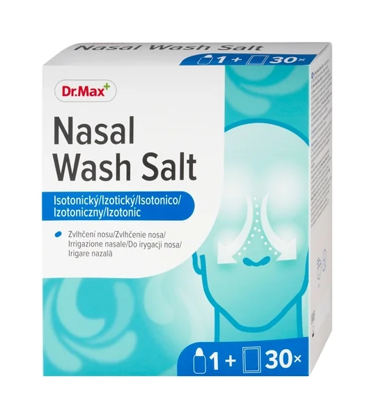 Dr. Max Nasal Wash Salt vrecká + fľaša 1×1 set, 30 vreciek + 1 fľaštička, čistenie a hydratácia nosovej sliznice