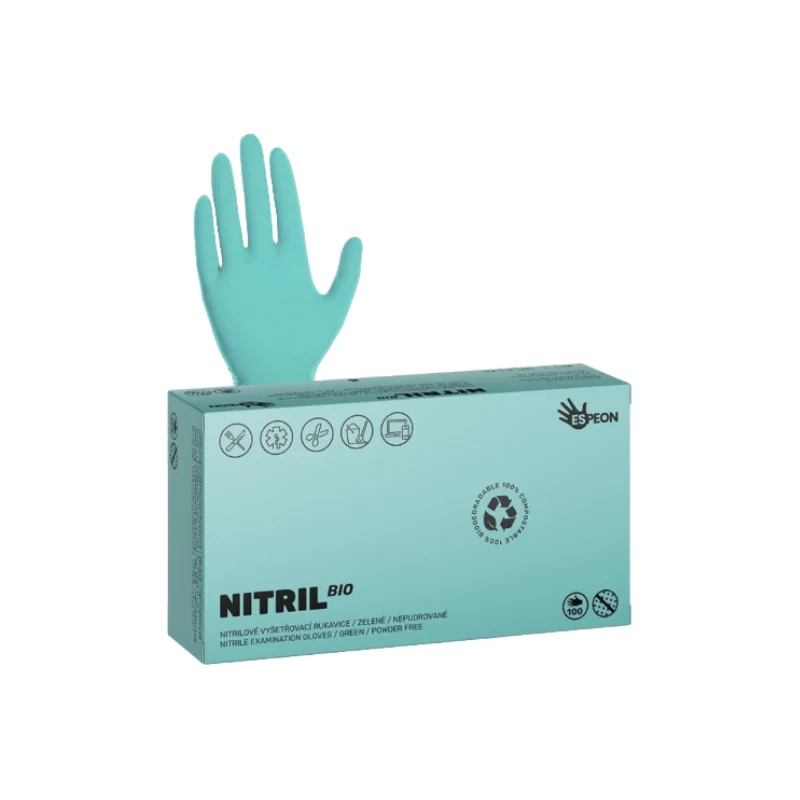 Nitrilové rukavice BIO 100 ks zelené - XS XS