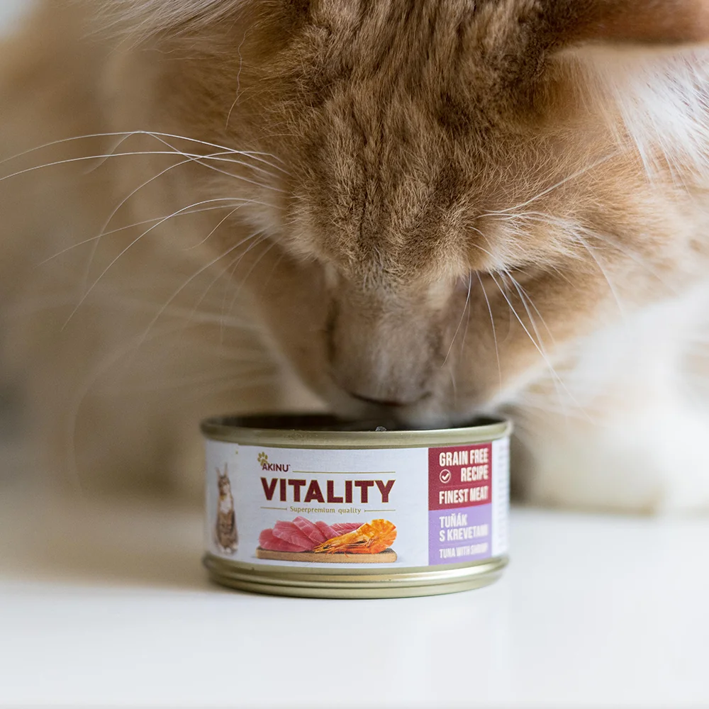 Akinu VITALITY Tuniak a krevety v konzerve pre mačky 10 x 70 g