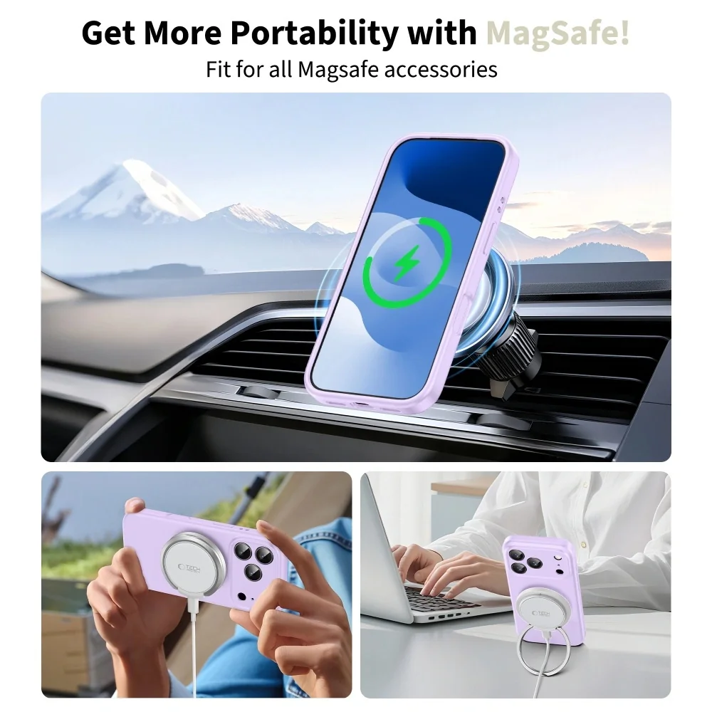 Tech-Protect Silicone MagSafe kryt na iPhone 17 Pro, fialový