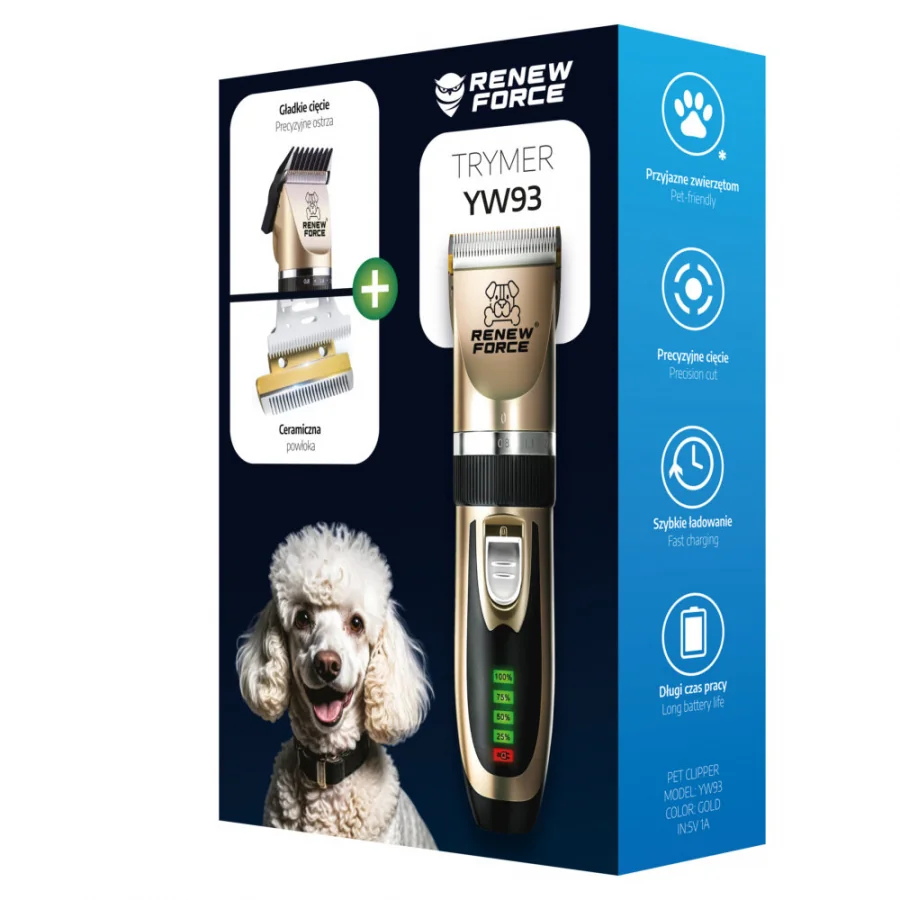 Strihací strojček na srsť zvierat 6 nadstavcov, Pet Grooming, Gold