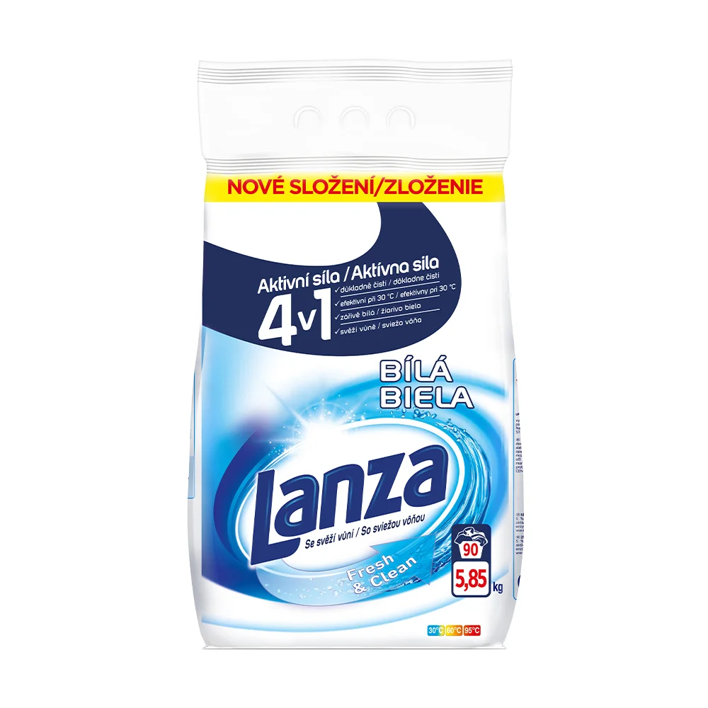 Lanza Fresh & Clean prášok na biele prádlo / 90 pracích dávok 5850 g