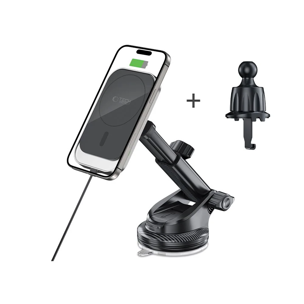 Tech-Protect V9 MagSafe magnetický držiak na mobil do auta 15W, čierny