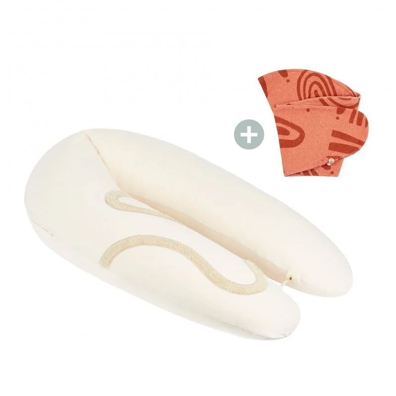 Babymoov multifunkčný vankúš B.LOVE BUNDLE Earth Off White + náhradný poťah Terracotta