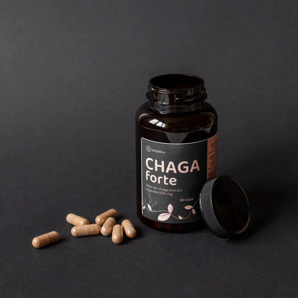 Zvýhodnený set: 2 x Čaga sibírska FORTE - 60 vegánskych kapsúl (600mg/ kapsula) - Herbatica