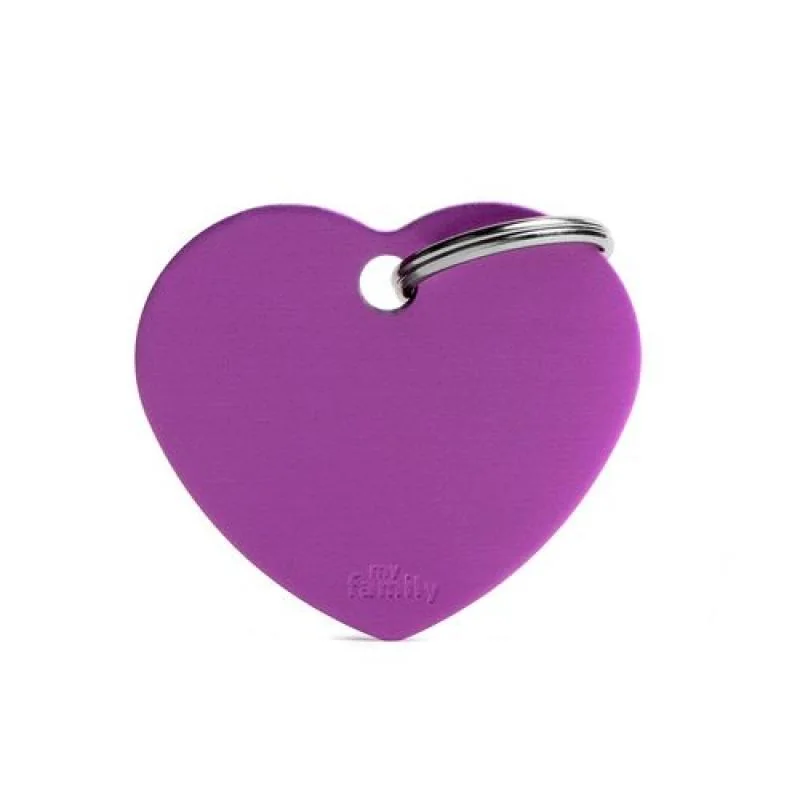 MF BIG HEART ALUMINUM PURPLE 3,1x3,76 cm gravírovateľný prívesok
