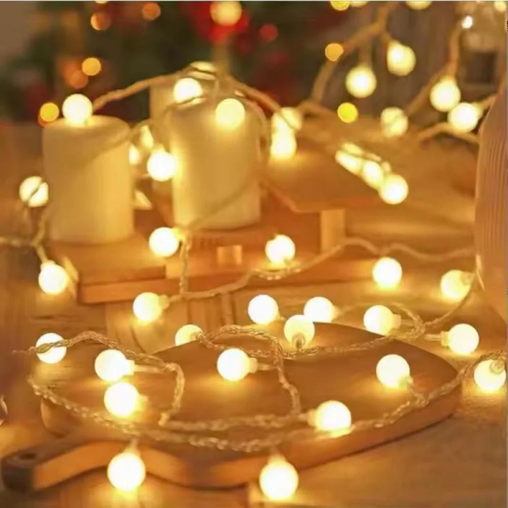LED girlanda s dekoratívnymi guličkami, 10 m, 100 LED 220 V, biela
