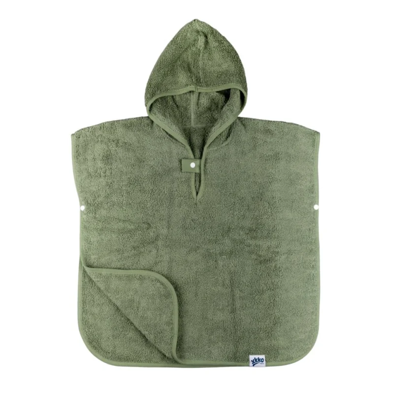 XKKO Organic BIO bavlnené detské pončo Granite Green